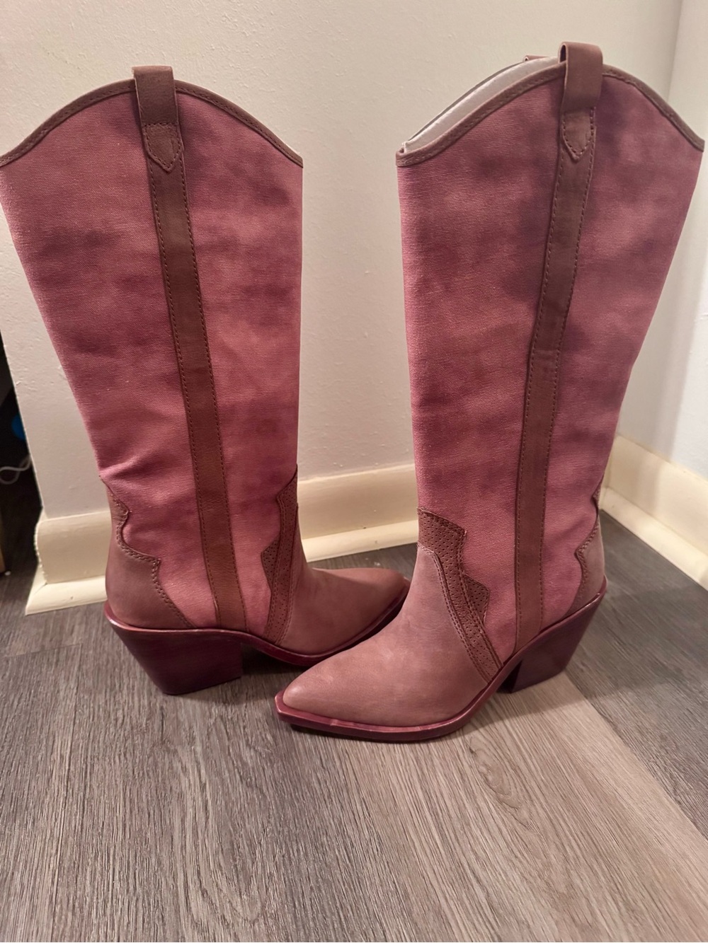 Dolce Vita Mauve-Taupe Western Knee-High Boots